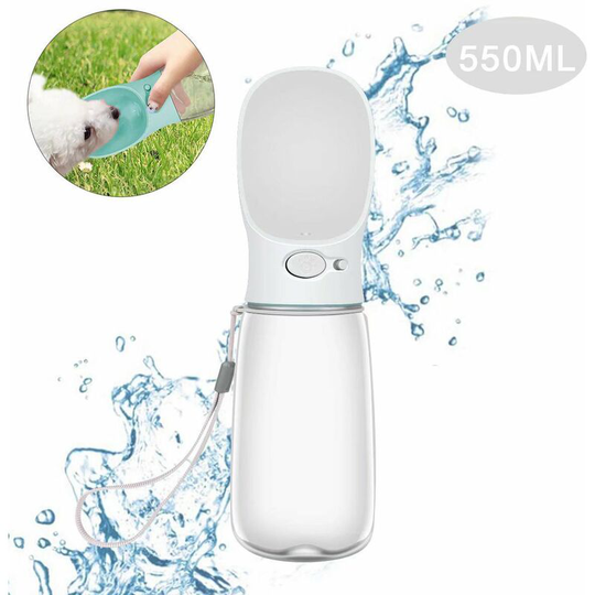 Portable Pet Water Bottle, Dog & Cat Water Bottle, Pet Drink Bottle, White (550ml) Soekavia