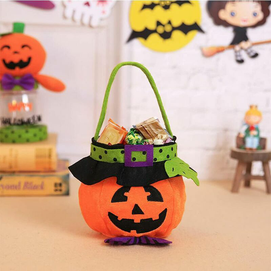 Qersta - Halloween Candy Bag Trick or Treat Candy Bag Halloween Candy Portable Gift Basket Pumpkin Cartoon Candy Bag-