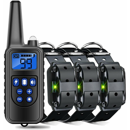 Bearsu - Rechargeable and Waterproof Dog Training Collar with 800m Distance, Electric Shock, Sound black b