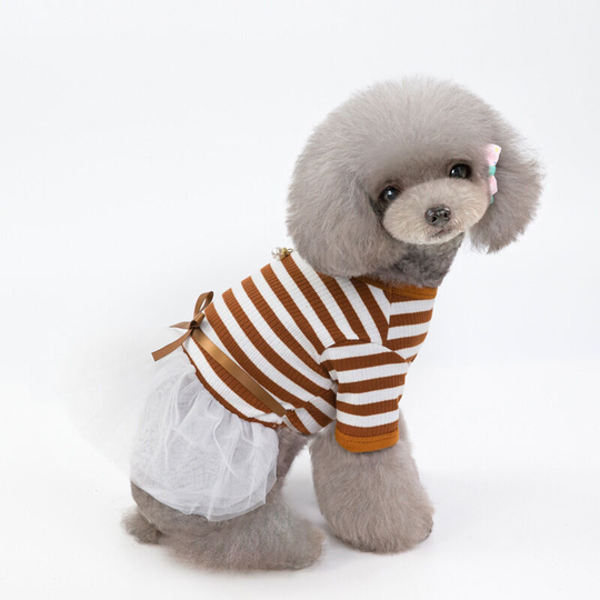 Pet clothes skirt temperament pit strip sarong m (chest 37', neck 26', back 25' suitable for weight 5 pounds), coffee color)