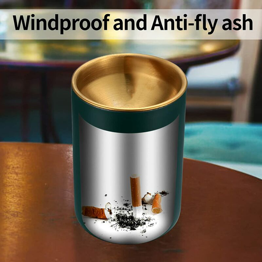 Windproof and ashless stainless steel funnel ashtray for indoor use
