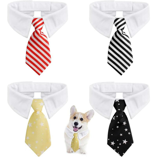 4 Pcs Pet Ties Adjustable Dog Bow Ties Ties for Small Dog Cat Puppy Kitten Ties Grooming Supplies