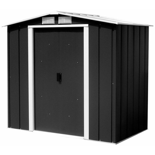 6 x 6 Value Apex Metal Shed - Anthracite Grey (2.02m x 1.82m)