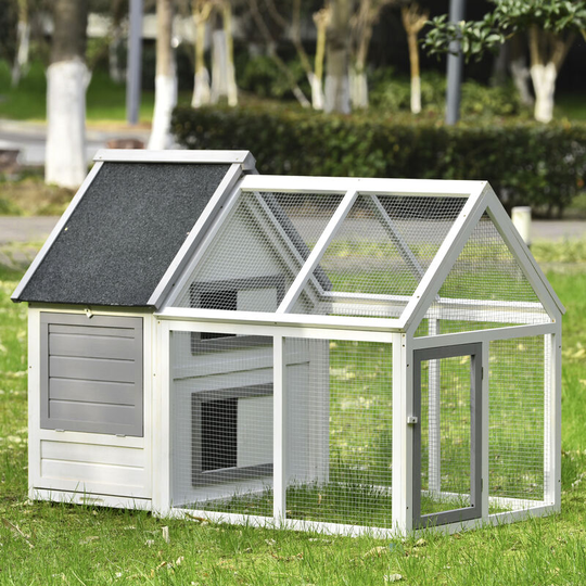 Modernluxe - Wooden Rabbit Hutch Outdoor Bunny Cage with Run Space Backyard Guinea Pig Coop Outdoor Chick Coop House with Removable Tray Ramp