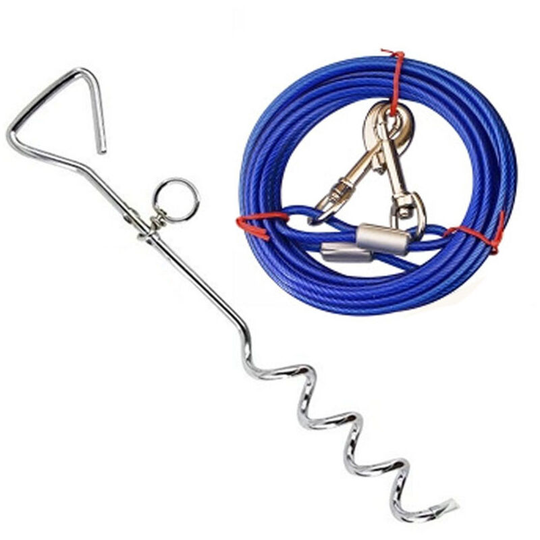 Dog Leash pile Spiral Floor Nail Attachment, Dogs Anti-Rust Pet Pile And Prevent Shedding blue 10m