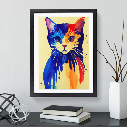 WaterColor Kitten Cat - Picture Frame Painting on Paper