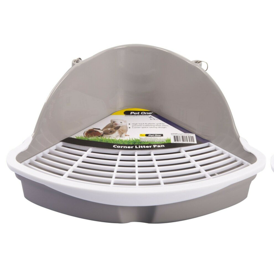 Large Small Animal Cool Grey Corner Litter Tray Rabbit Guinea Pig