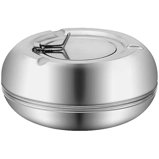 Modern Round Stainless Steel Ashtray - With Windproof Cover - Portable, Reusable, For Outdoor Or Indoor Use (15cm)