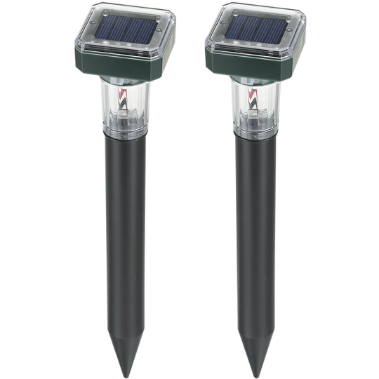 Lifcausal - 2PCS Solar Energy Sound W-ave Sonic Repeller Outdoor Garden Sensitive Light Control Lawn Lamp Yard Farm Mouse Gopher Rat Vole Mole Scarer