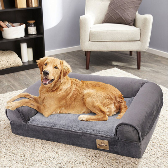 Traditional Large Dog Bed Pet Cuddler Couch Lounger Removable Cover - Grey - Size m