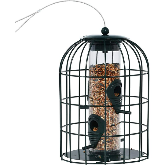 Wild Bird Feeder, Hanging Birds Feeding Station with Metal Cage & Stainless Steel Wire, Bird Seed Feeders for Garden Yard Balcony - Costway