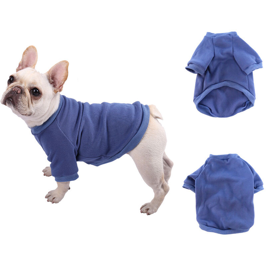 Autumn and winter new pet two feet cover solid color sweater Japanese sweater cloth warm and comfortable dog cat two feet cover dark blue (M) back