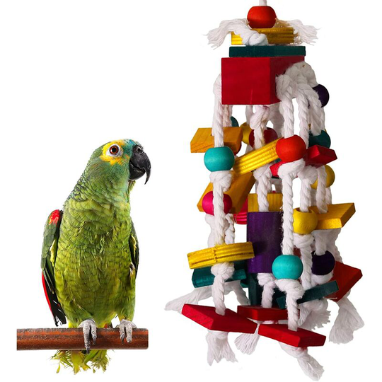 Ilovemilan - Bird Chewing Toy - Parrot Cage Bite Toys Wooden Block Bird Parrot Toys for Small and Medium Parrots and Birds