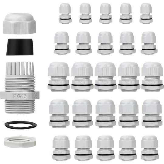 Dksfjkl - Pack of 25 Bolatus IP68 waterproof 3-15 mm adjustable cable glands PG7 PG9 PG11 PG13.5 PG16 Cable connectors Filler nuts Plastic gaskets