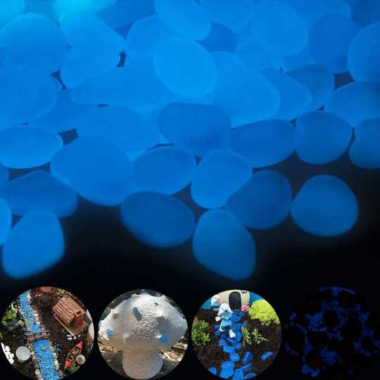 Betterlifegb - Glow Pebbles, 100 pcs Blue Glowing Rocks for Outdoor Decor, Garden Lawn Yard, Aquarium, Walkway, Fish Tank, Pathway,BR-Vie