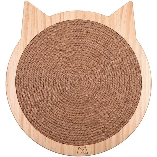 Cat Shaped Scratching Mat for Cats Kittens Wall Mounted Sisal Scratching Board with Strong Suction Cup Solid Wood Cat Toy Furniture