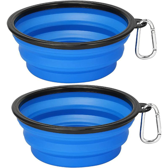 Bearsu - Extra Large Collapsible Dog Bowls 2 Pack , 34oz Foldable Dog Travel Bowl, Portable Dog Water Food Bowl with Carabiner, Pet Feeding Cup Dish