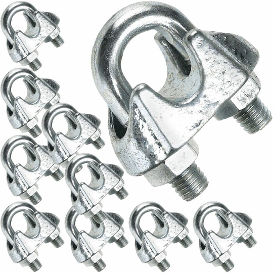 10 x 5mm Galvanised Steel Grip Clamp Clips Wire Rope Lashing Cable u Bolt Nut