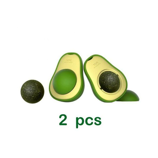 Mint Avocado Ball Toy for Cat Kitten Play Lick Snack X2pcs