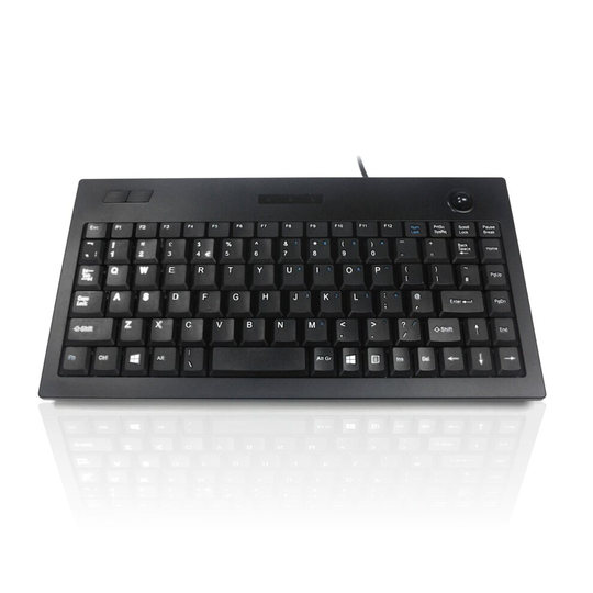 Accuratus 5005 - Professional Wired Mini Size Keyboard with Optical Trackball and Left / Right Mouse Buttons - PS/2