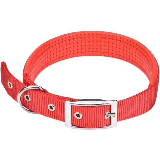 Bette Dog Collar, Comfy Dog Collar Adjustable Dog Collar with Easy Buckle Strong Nylon Padded Puppy Dog Pet Collar (l (Neck 42-57cm), Red)
