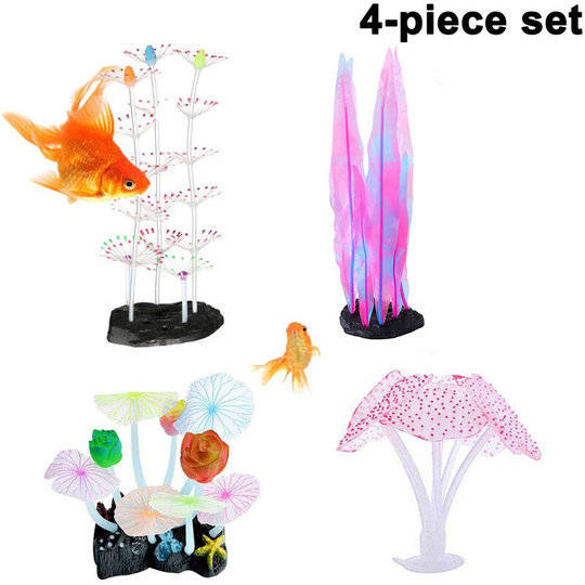 4 Pcs Glowing Jellyfish Ornament Decoration for Aquarium Fish Tank, style 3