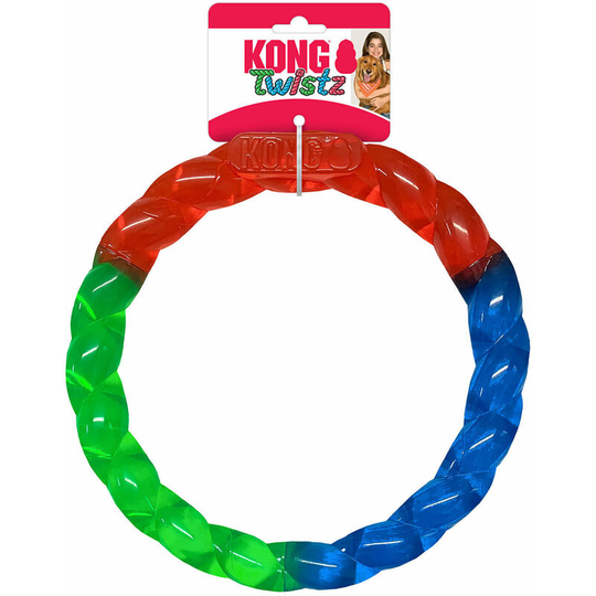 Twistz Dog Ring Toy (7in) (Red/Green/Blue) - Red/Green/Blue - Kong