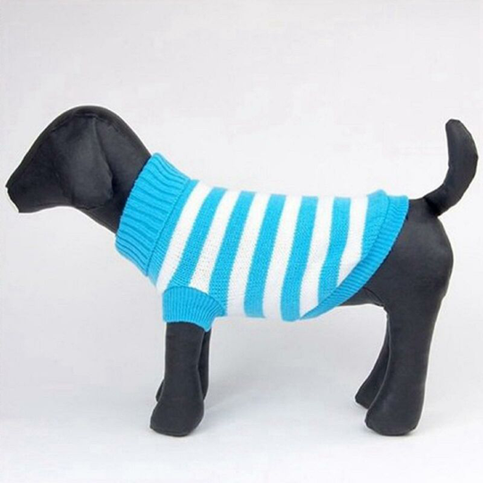 Deckon - Popular Fashion Pet Winter Warm Sweater Interval Color Pet Clothes Pet Sweater - Blue xl
