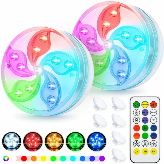 Muff - Submersible led Pool Light, Tub Spa Light with Remote Control rf for Aquarium Garden Swimming