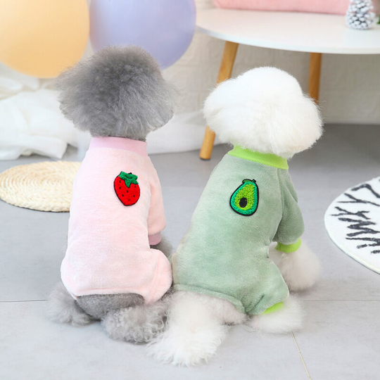 2 new velvet jacket teddy small dog pet clothing pet fruit four -legged coral velvet dog clothes 20*32cm