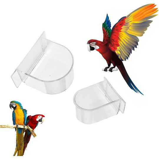 2pcs Bird Transparent Feeding Dish Bird Cage Food Water Dispenser Feeder For Feeding Parrot Budgies Parakeet Cockatiels Small Fur Animals Animal