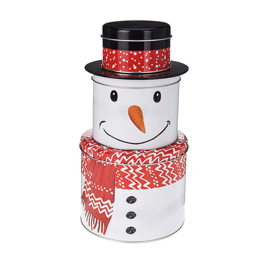 (Snowman) Christmas Cookie Tin Jar Biscuit Santa Xmas Metal Dry Food Tea Coffee Kitchen
