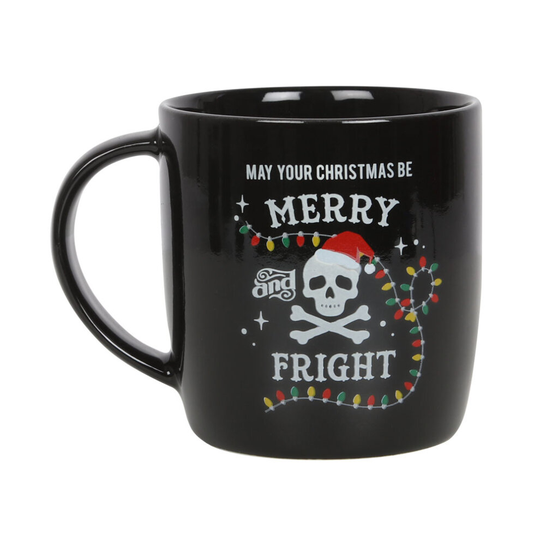 Black Ceramic Mug May Your Christmas Merry & Fright Skull Bones