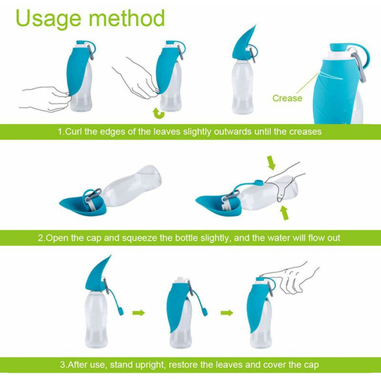 Dog Water Bottle Outdoor Silicone Portable Dog Water Bottle On The Go (Blue) Soekavia