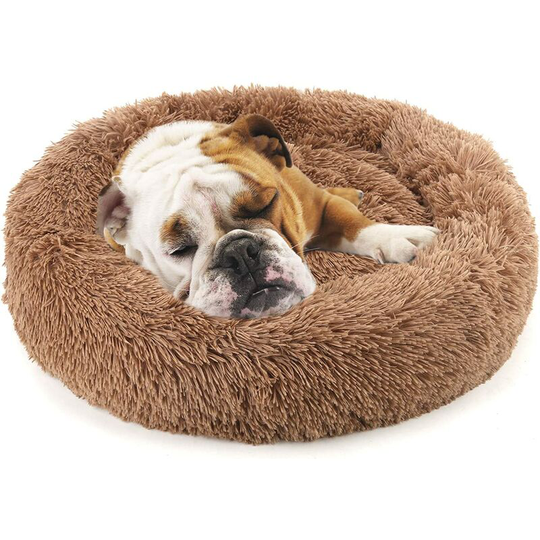 Donut Dog Cat Bed, Soft Plush Pet Cushion, Anti-Slip Machine Washable Self-Warming Pet Bed - Improved Sleep for Cats Small Medium Dogs (Multiple