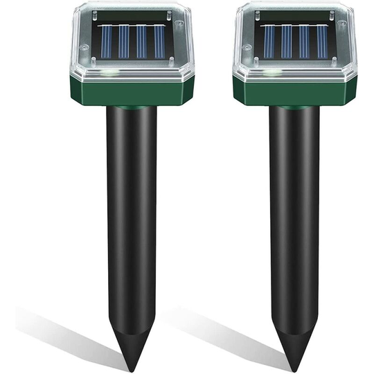 Tinor - Solar Mole Repellent 2 pcs, Solar Mole Repeller Ultrasonic Pest Deterrent, IP65 Waterproof Animal Repellent, Rodent Repellent Pest Control