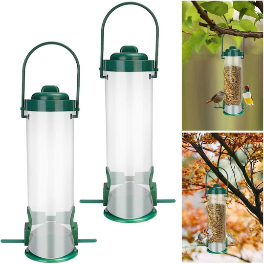 2 Pieces Bird Feeder, Plastic Seed Feeder Wild Bird Feeder Hanging Small Bird Food Dispenser for Outdoor Garden Balcony