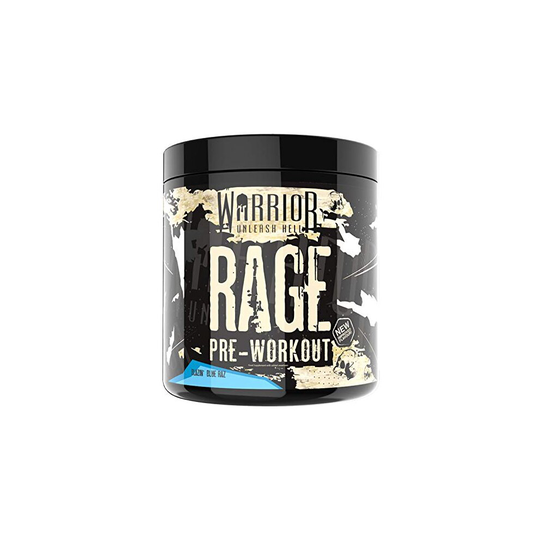 Warrior Rage Pre Workout Supplement Powder 392g - High Caffeine Energy & Focus - 45 Servings - Blazin' Blue Raspberry