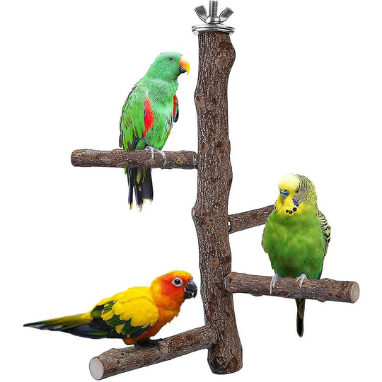 Bird Perch Stand Toy, Natural Wood Parrot Perch Bird Cage Branch Perch Accessories For Parakeets Cockatiels Conures