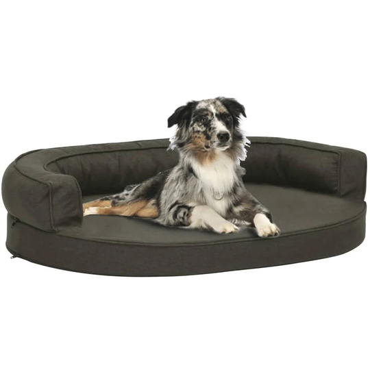 Ergonomic Dog Bed Mattress 75x53 cm Linen Look Dark Grey