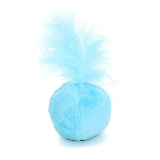 Cat Toy Catnip Plush Ball with Feather Feather Ball Cat Toy Blue