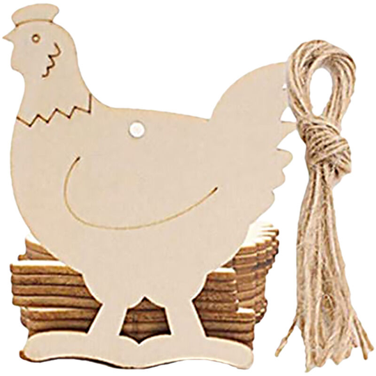 10PCS Kids DIY Easter Haning Pendants Wooden Painted Hanging Sign Easter Door Wall Hanging Decoration Rabbit Egg Cutouts Wood Hanging Tags, Type 2