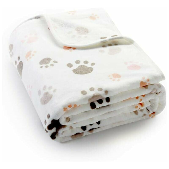 Dog/Cat Blanket, Adorable Paw Pattern Printed, Great Gift Idea, Easy Machine Care 80x100cm beige