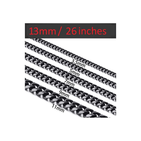 316L Stainless Steel Men's Jewellery 13mm 26 Inch Black Link Curb Chain Necklace