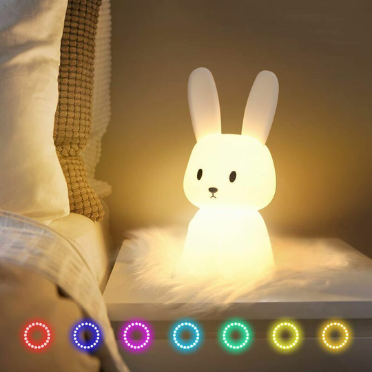 Night Light, Cute Rabbit Night Light Gifts for Nursery Nursery Baby Room Toddler Teen Girls Kawaii Room Decor, Rechargeable Silicone Rabbit Cute Lamp