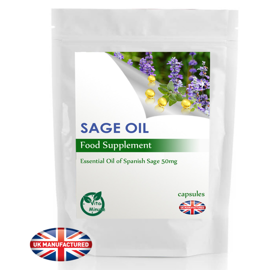 Essential Oil of Spanish Sage 50mg (30 Capsules) Natural, UK
