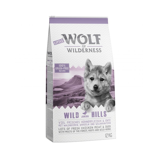 (2 x 12kg bag) Junior Dry Dog Food Kibble Wild Hills Duck Complete