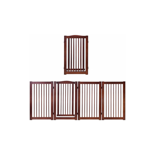 Freestanding Pet Fence 4 Panel Folding Wooden Dog Barrier
