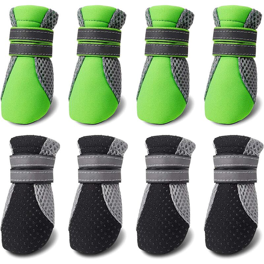8 Pieces Pet Dog Shoes Breathable Dog Rain Boots with Reflective Strips Waterproof Puppy Paw Protector Anti-Slip Sole Pet Shoes Winter for Small Dogs