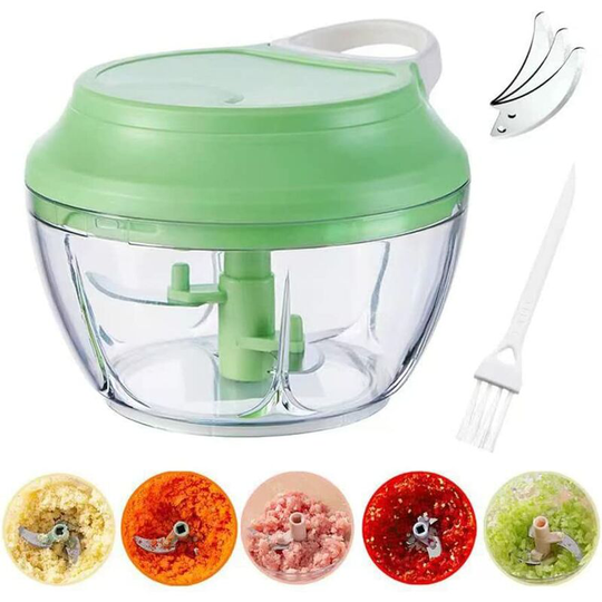 Joorrt - 500 ml Onion Chopper Manual Onion Cutter with Pulley Small Onion Chopper Mini Multi Chopper Kitchen Universal Chopper for Vegetables, Fruit,